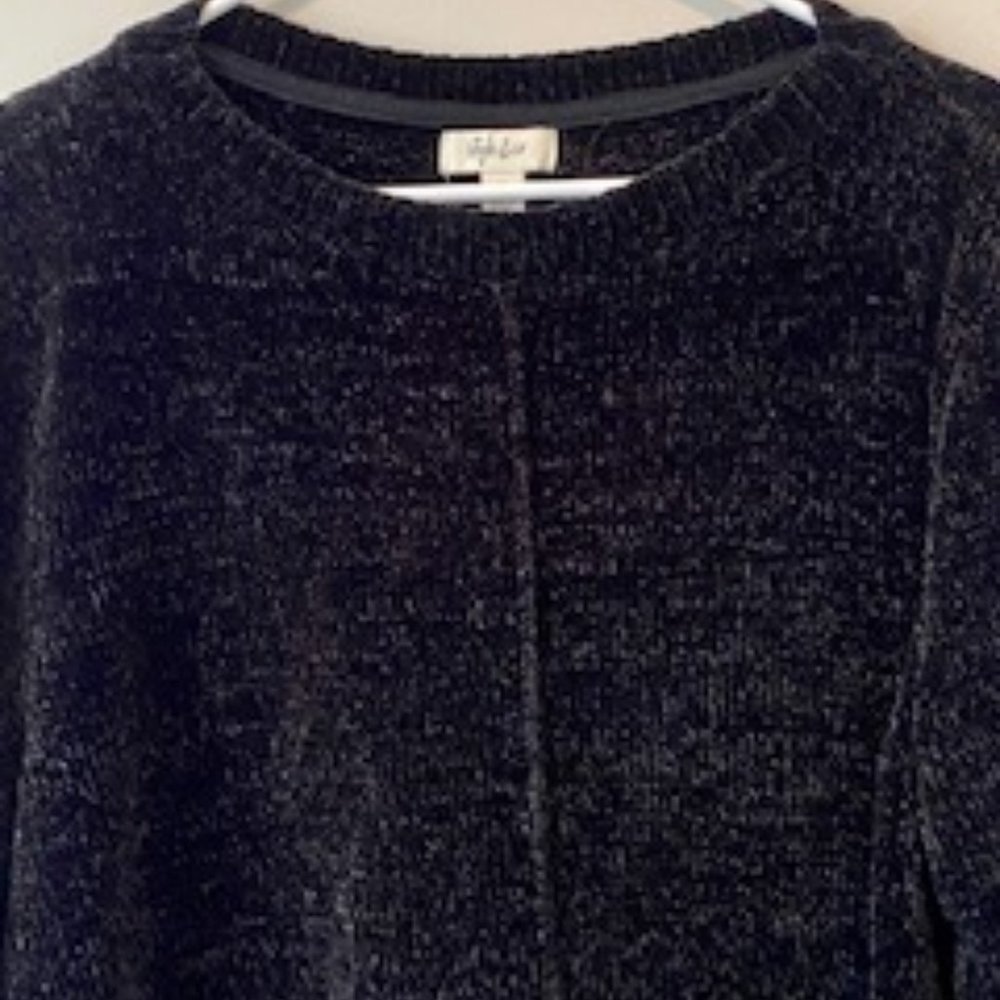 Cozy, warm black chenille sweater.